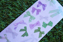 Load image into Gallery viewer, Green Purple Bows Sticker Sheet