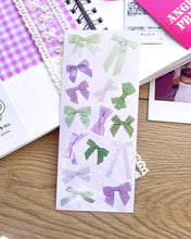 Load image into Gallery viewer, Green Purple Bows Sticker Sheet