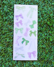 Load image into Gallery viewer, Green Purple Bows Sticker Sheet