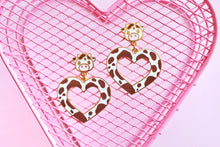 Load image into Gallery viewer, Strawberry Cow Heart Earrings
