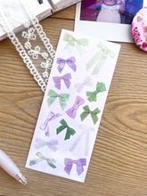 Load image into Gallery viewer, Green Purple Bows Sticker Sheet
