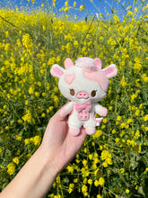 Load image into Gallery viewer, Pink Jolene the Cow Plushie Keychain
