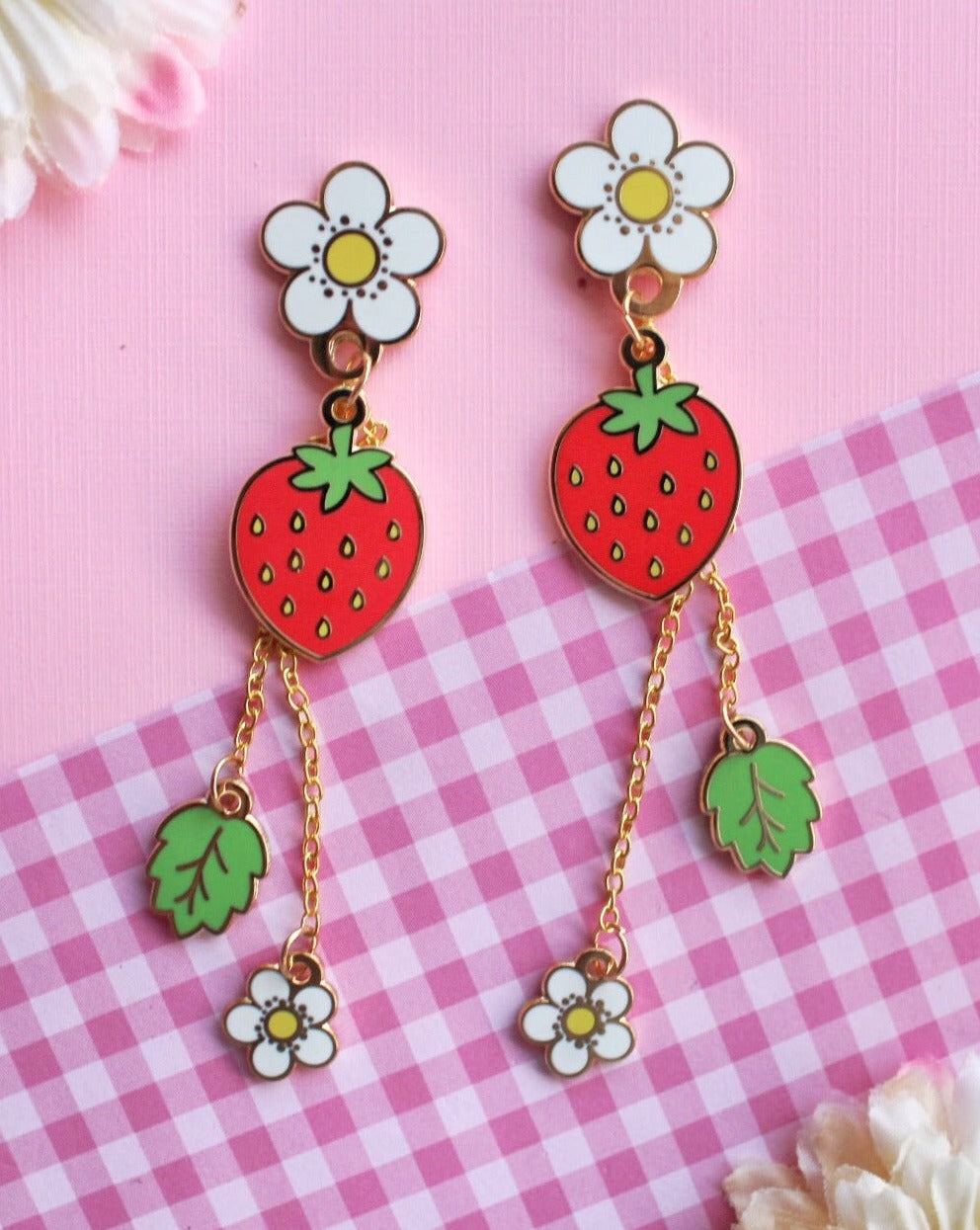 Strawberry Plant Earrings