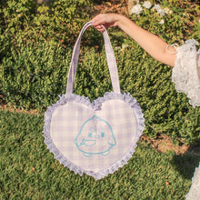 Load image into Gallery viewer, Lavender Gingham Heart Tote
