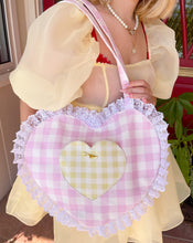Load image into Gallery viewer, Pink Gingham Heart Tote
