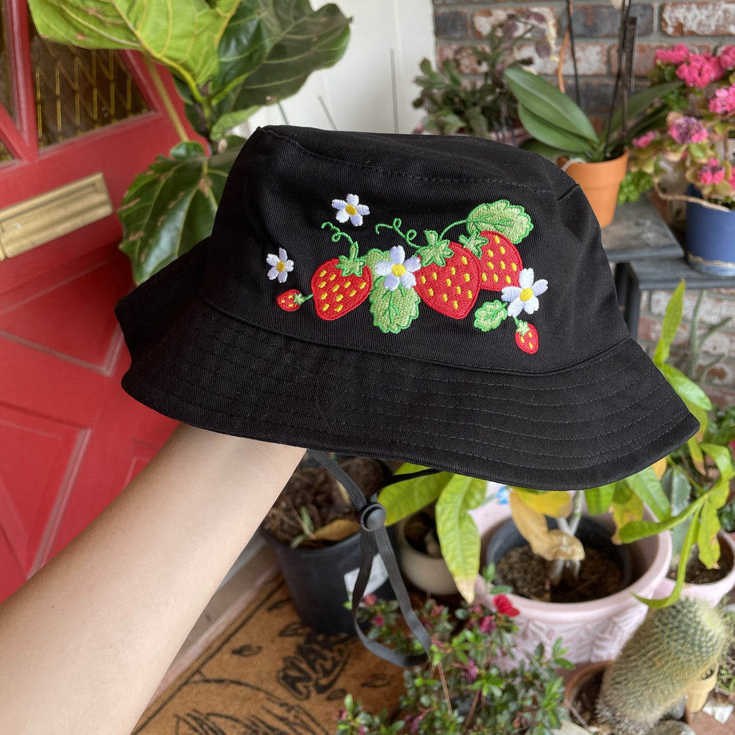 Black Strawberry Bucket Hat