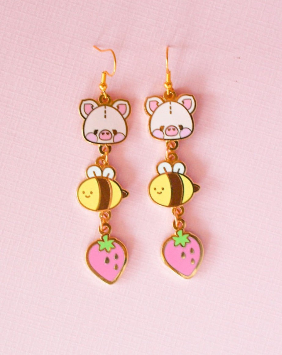 Cottage Core Pig Earrings