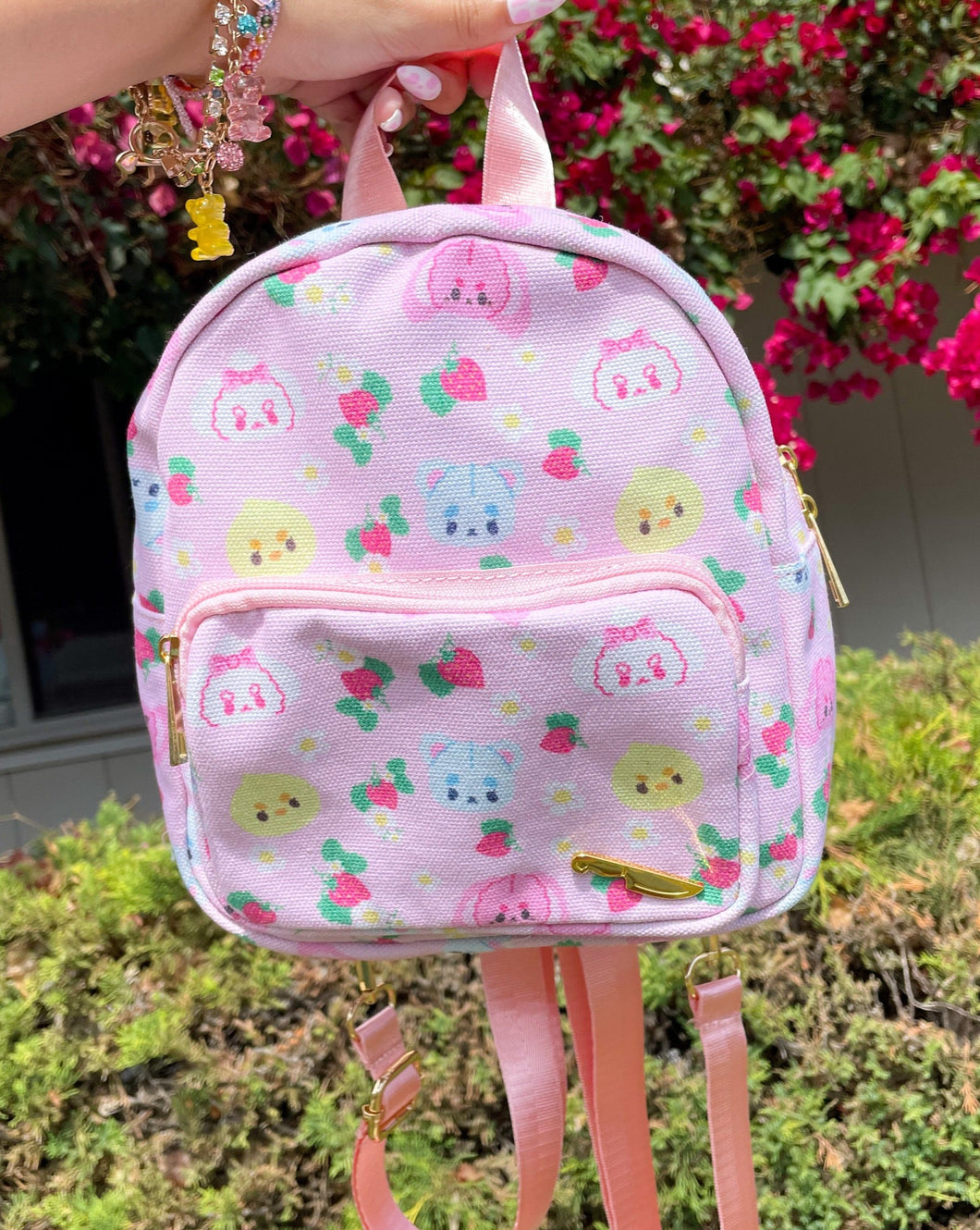 Strawberry Picnic Canvas Backpack